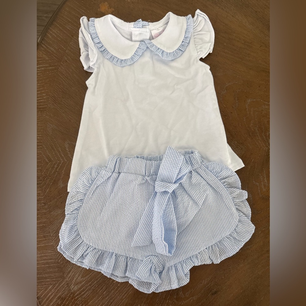 NWT Stitchy Fish Spring Seersucker Ruffle Short Set - Picture 3 of 3